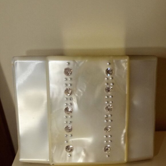 Vintage 1930s-1940s Mother of Pearl Rhinestone Dress or Shoe Clips Set of 2 - Picture 7 of 9